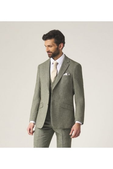 Jude Tailored Tweed Herringbone Suit Jacket – Sage Green