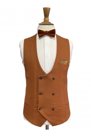 Kelvin Double Breasted Waistcoat – Tan