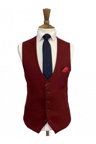 Kelvin Single Breasted Waistcoat - Wine