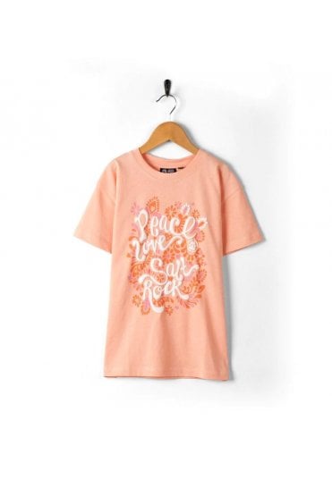 Kids Peace Love Short Sleeve T-Shirt – Peach