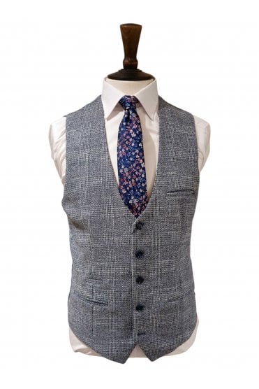 Kris Tweed Waistcoat - Sky Blue