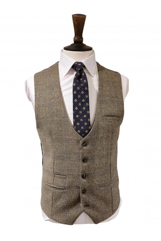 Kris Tweed Waistcoat - Tan