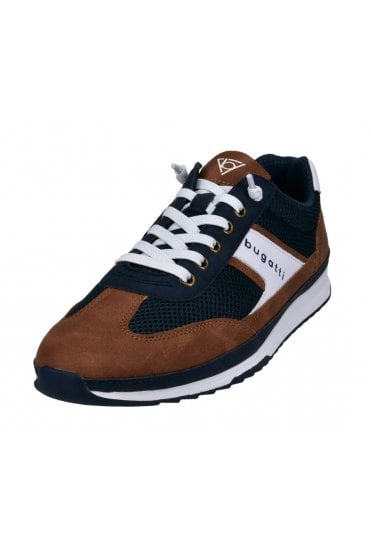 Lace Up Trainers – Dark Blue / Cognac