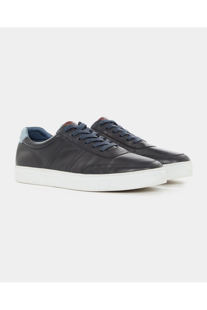 Leather Trainers - Navy