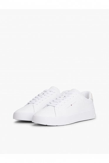 Logo Court Trainers with Leather – White
