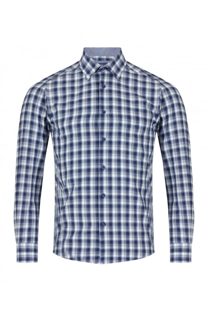 Long Sleeve Check Pattern Casual Shirt – Blue