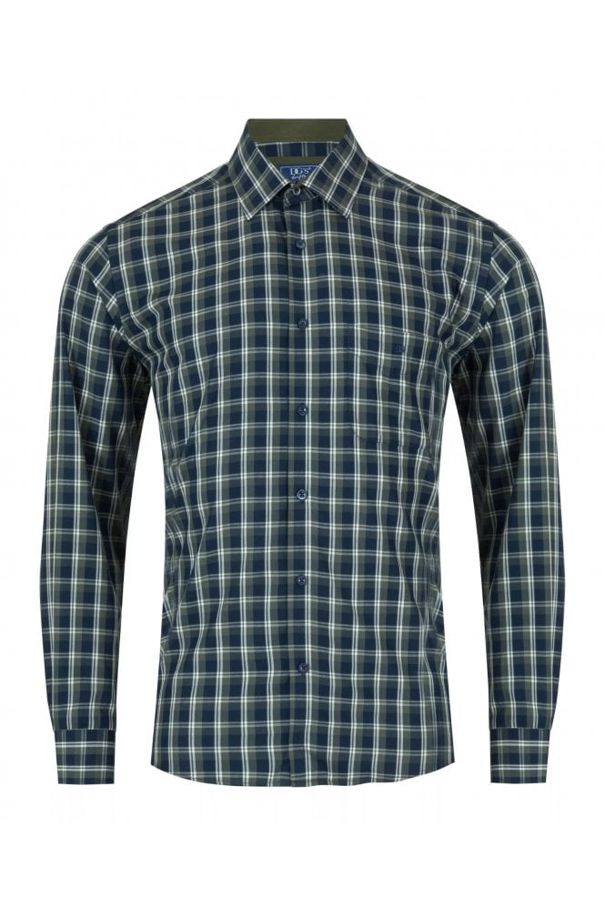 Long Sleeve Check Pattern Casual Shirt – Dark Green