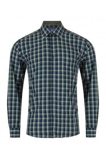 Long Sleeve Check Pattern Casual Shirt – Dark Green