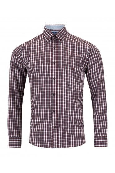 Long Sleeve Check Pattern Casual Shirt – Dark Red