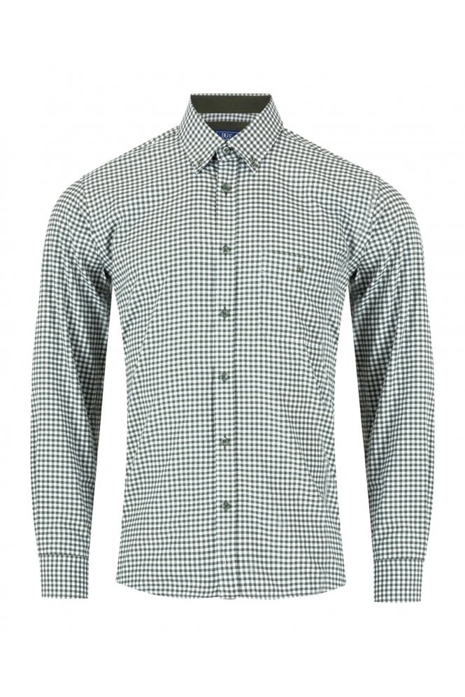 Long Sleeve Check Pattern Casual Shirt – Green / White