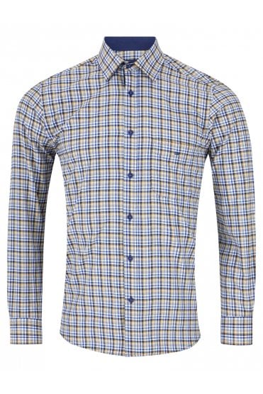 Long Sleeve Check Pattern Casual Shirt – Orange