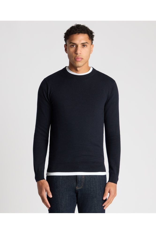 Long Sleeve Crew Neck Sweater - Navy