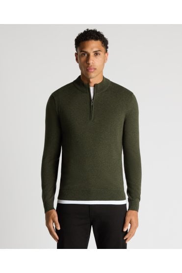 Long Sleeve Half Zip Sweater - Khaki