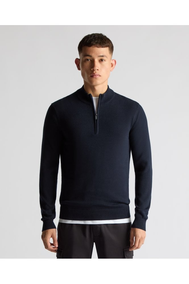 Long Sleeve Half Zip Sweater - Navy