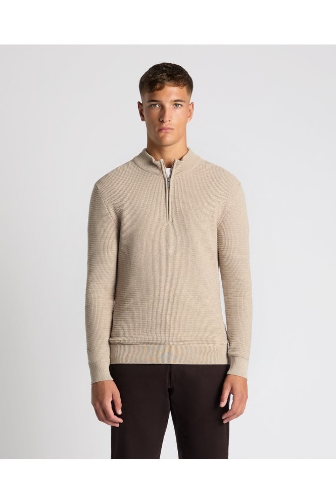 Long Sleeve Half Zip Sweater - Stone