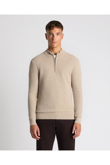 Long Sleeve Half Zip Sweater - Stone