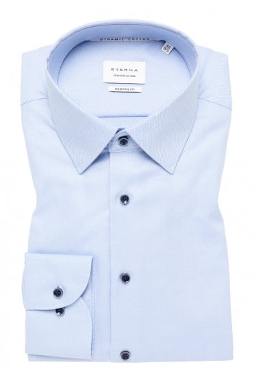 Long Sleeve Modern Fit Structured Shirt – Light Blue