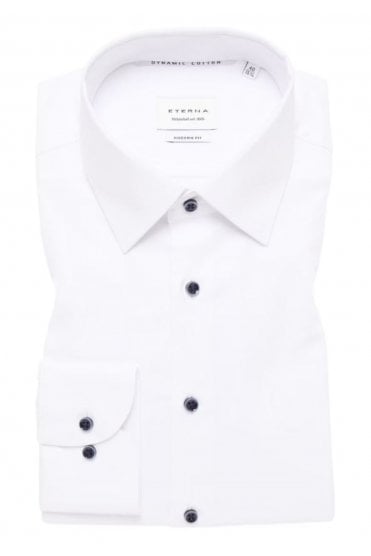 Long Sleeve Modern Fit Structured Shirt – White