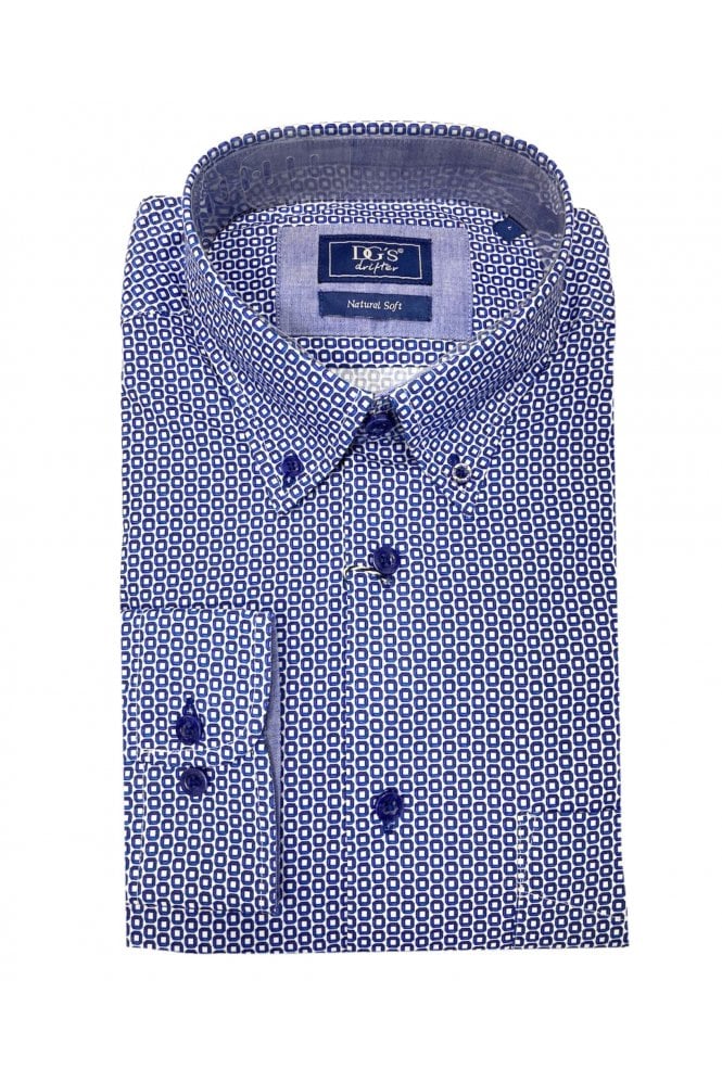 Long Sleeve Pattern Casual Shirt – Blue
