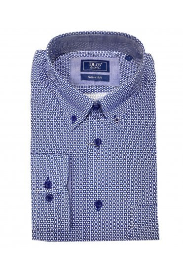 Long Sleeve Pattern Casual Shirt – Blue