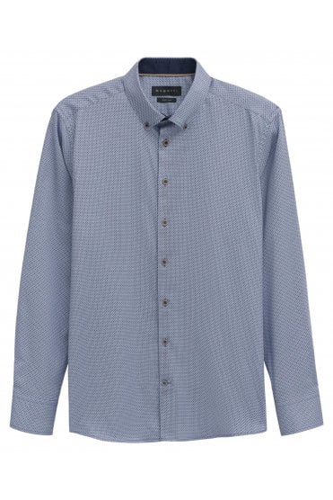 Long Sleeve Patterned Casual Shirt – Blue Grey