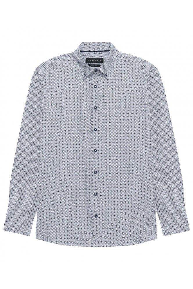 Long Sleeve Patterned Casual Shirt – Light Blue