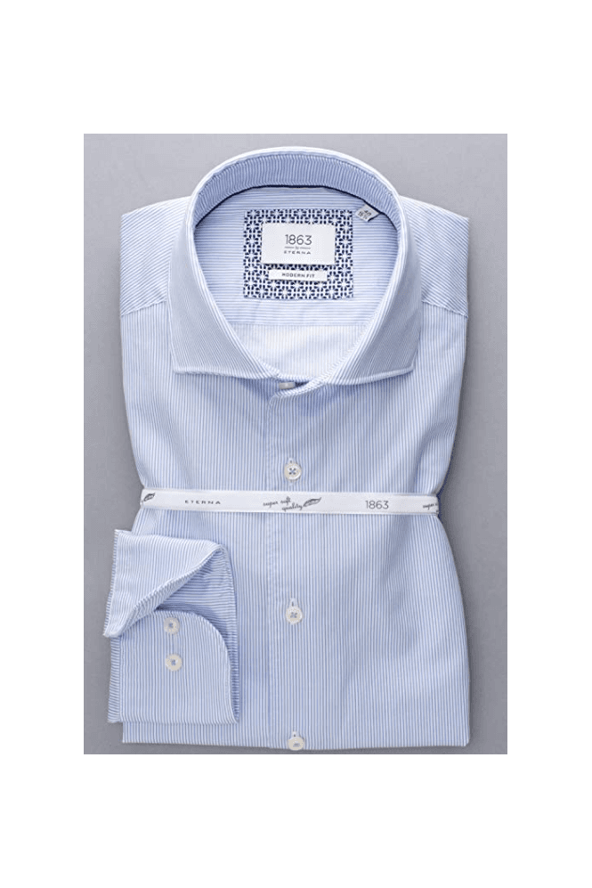 Long Sleeve Shirt Modern Fit - Light Blue / White