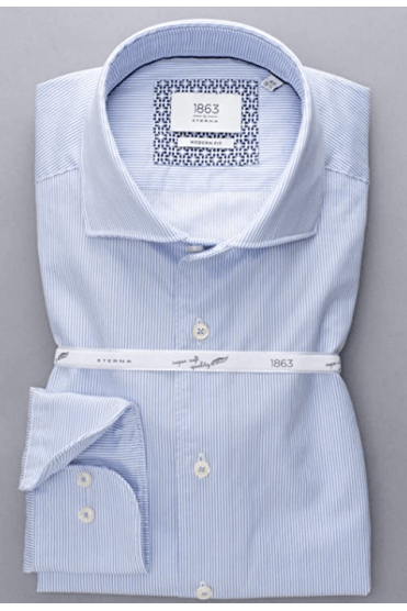 Long Sleeve Shirt Modern Fit - Light Blue / White
