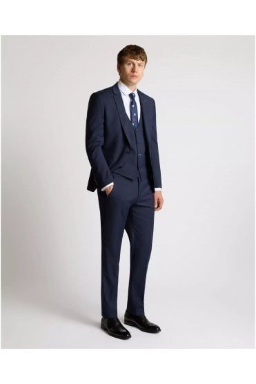 Lucian Slim Fit Check Suit Trousers – Navy