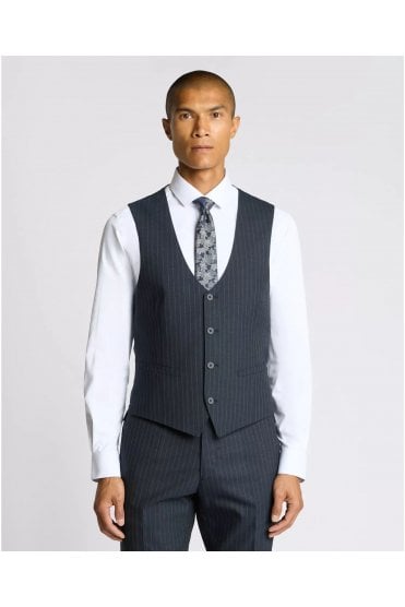 Lucian Slim Fit Stripe Waistcoat – Navy