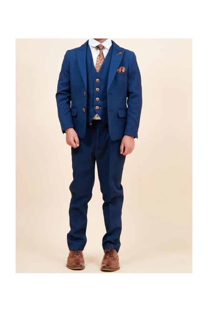 Max Boys Three Piece Suit - Royal Blue