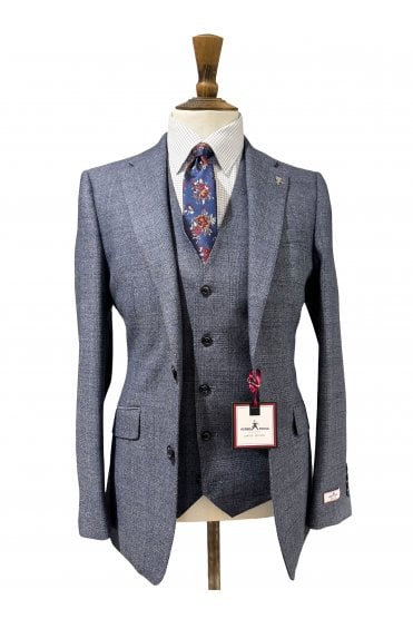 Mayfair 3 Piece Suit - Subtle Blue Check