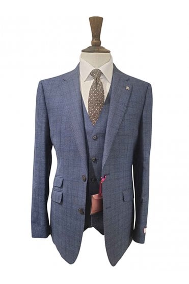 Mayfair Checked 3 Piece Suit - Blue