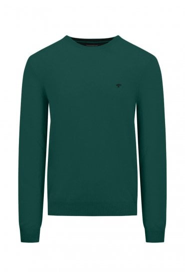 Merino Cashmere Crew Neck - Dark Emerald Green