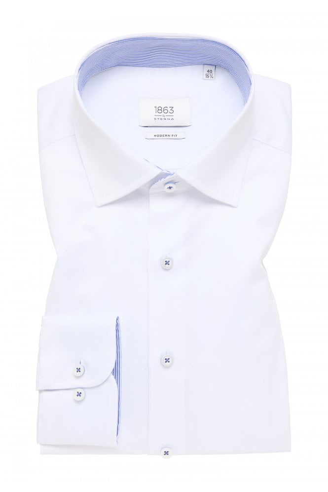Modern Fit Long Sleeve Cotton Shirt – White