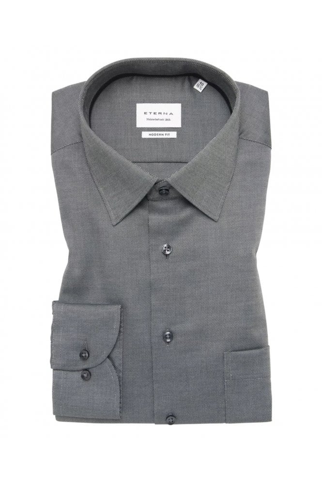 Modern Fit Long Sleeve Structured Shirt – Grey