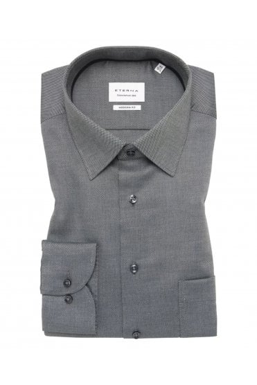 Modern Fit Long Sleeve Structured Shirt – Grey