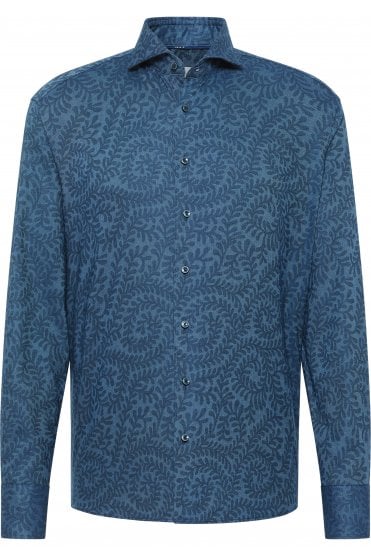 Modern Fit Patterned Shirt – Dark Indigo