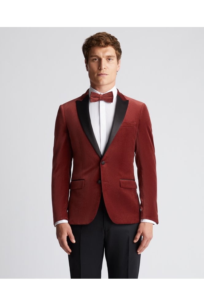 Monti Slim Fit Velvet Jacket – Red