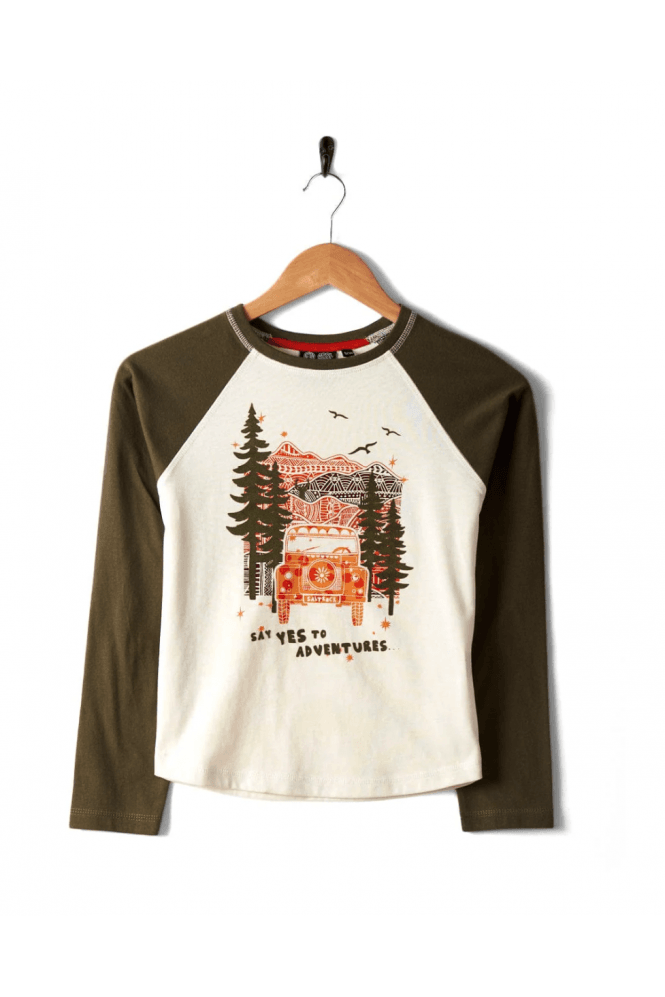 Mountain Adventure - Kids Long Sleeve Top - Cream/Green