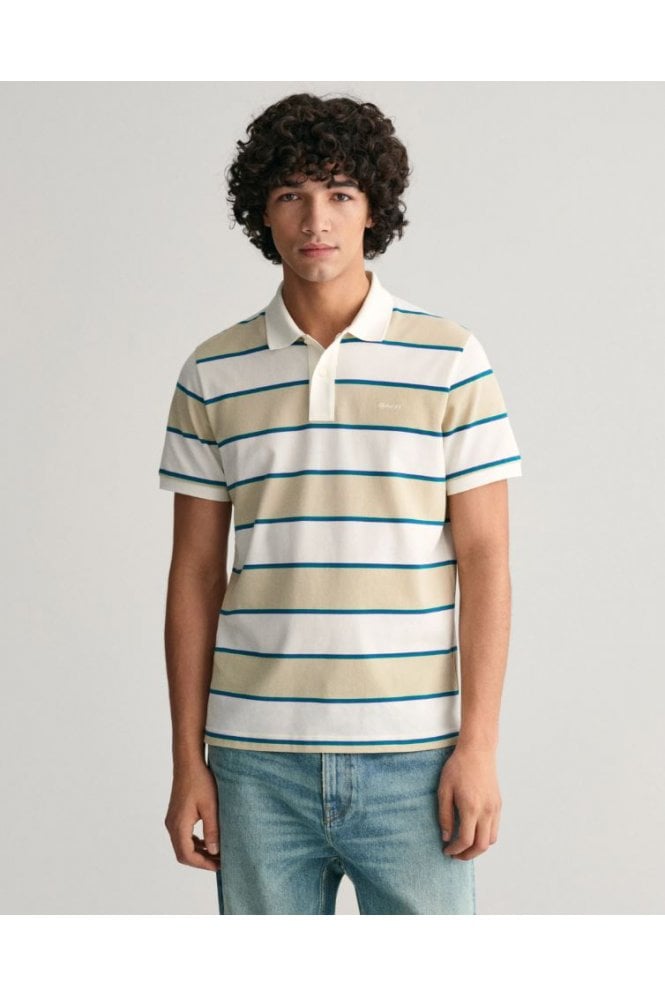 Multi Striped Piqué Polo Shirt – Silky Beige