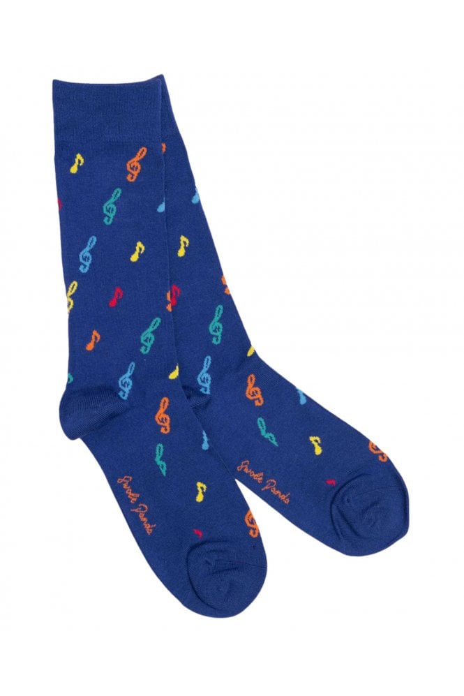 Musical Note Bamboo Socks – Blue