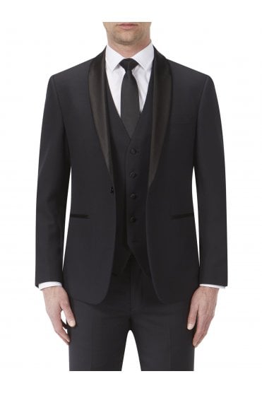 Newman Check Dinner Suit Jacket- Black