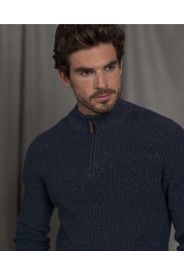 Oliver Rib 1/4 Zip Jumper - Navy
