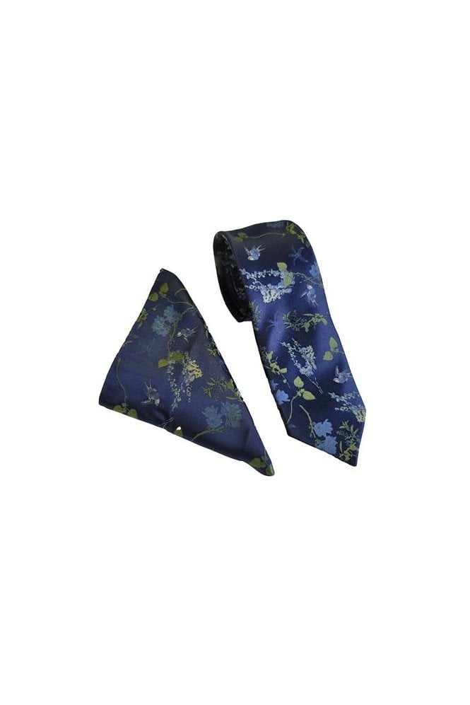 Oriental Floral Tie Set – Navy