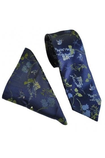 Oriental Floral Tie Set – Navy