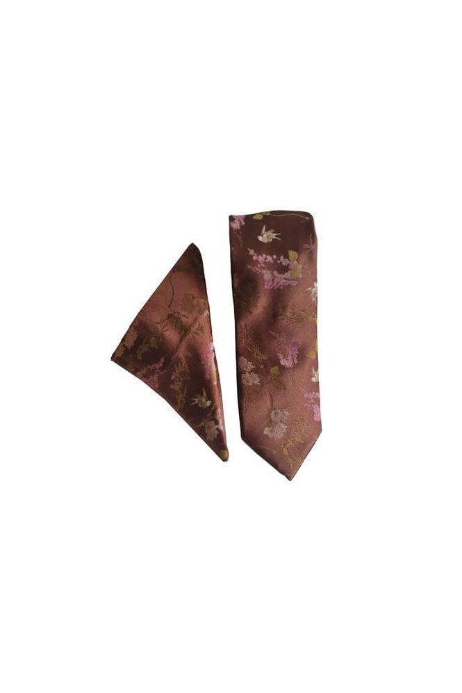 Oriental Floral Tie Set – Tan