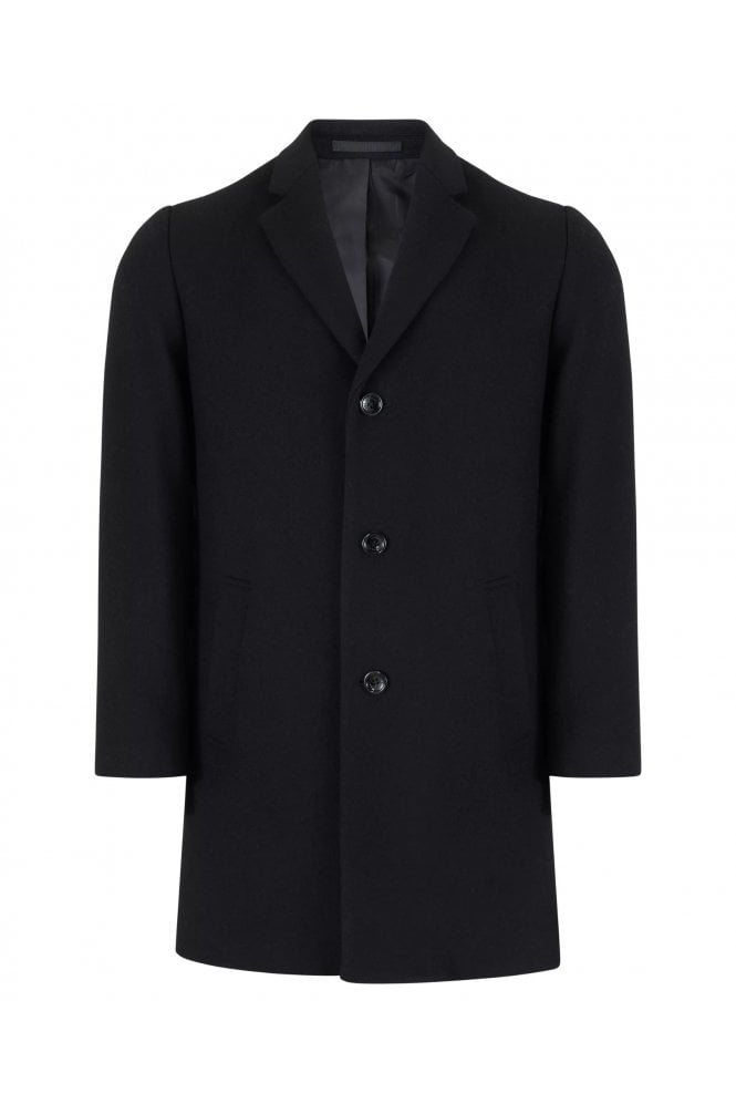 Osbourne Wool-Blend Tailored Overcoat – Black