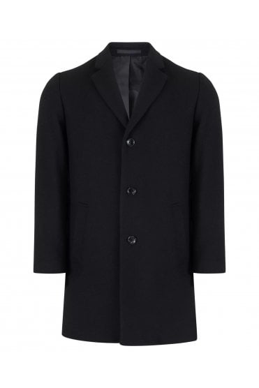 Osbourne Wool-Blend Tailored Overcoat – Black