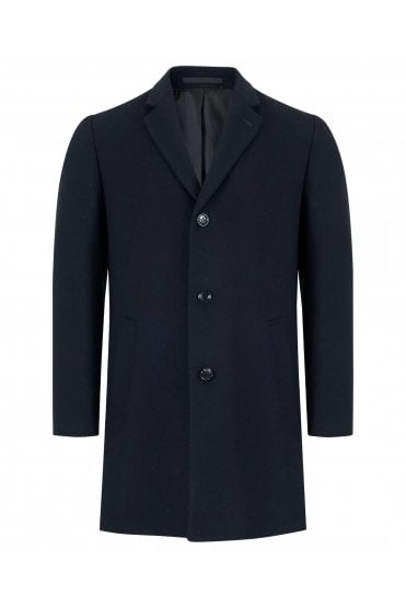 Osbourne Wool-Blend Tailored Overcoat – Navy